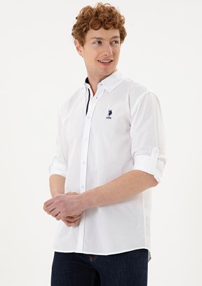 U.S. Polo Assn Beyaz Erkek Uzun Kol Gömlek