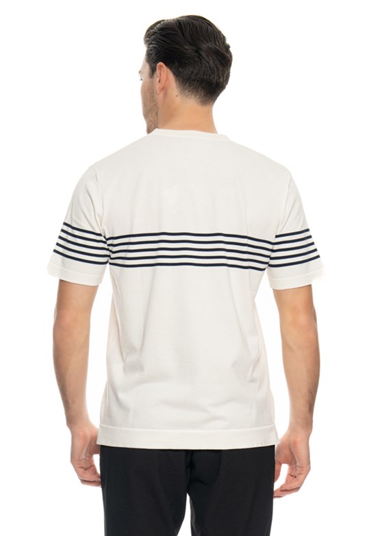 Johnny Joe Beyaz Erkek Bisiklet Yaka T-Shirt