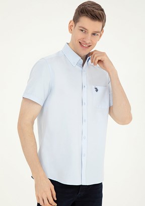 U.S. Polo Assn Mavi Erkek Kısa Kol Gömlek