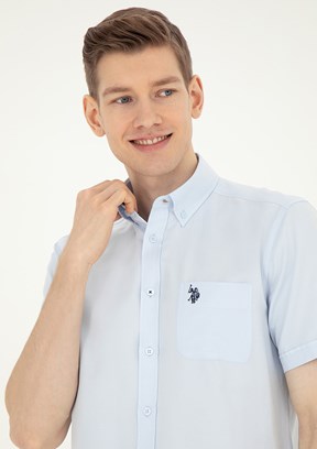 U.S. Polo Assn Mavi Erkek Kısa Kol Gömlek