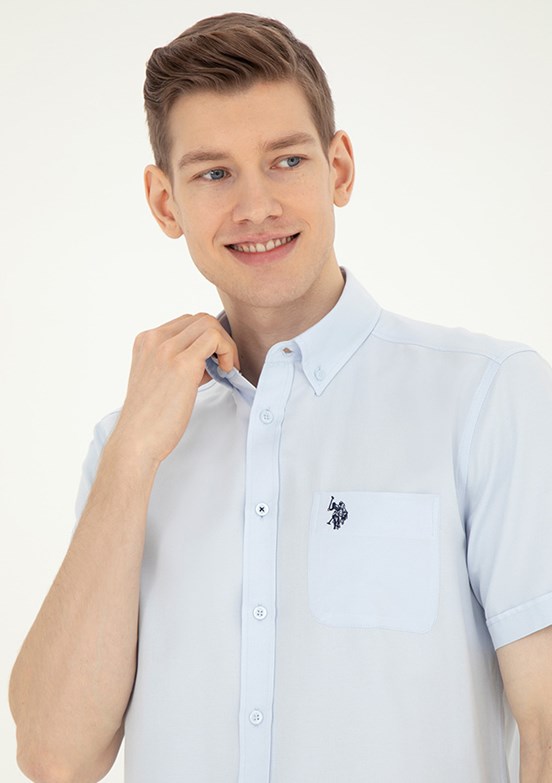 U.S. Polo Assn Mavi Erkek Kısa Kol Gömlek