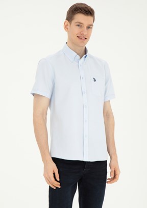 U.S. Polo Assn Mavi Erkek Kısa Kol Gömlek