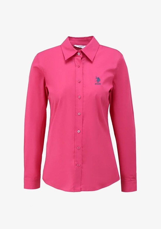 US POLO ASSN Pembe Kadın Uzun Kol Gömlek