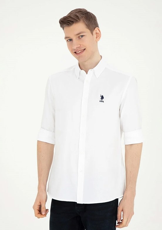 US POLO ASSN Beyaz Erkek Uzun Kol Gömlek