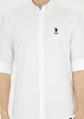 US POLO ASSN Beyaz Erkek Uzun Kol Gömlek