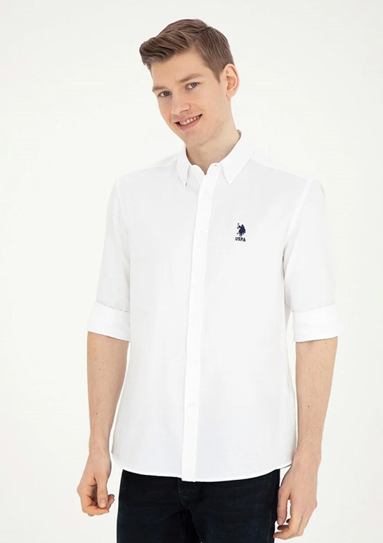 US POLO ASSN Erkek Beyaz Uzun Kol Gömlek