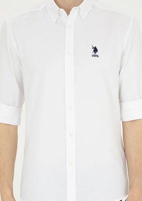 US POLO ASSN Erkek Beyaz Uzun Kol Gömlek