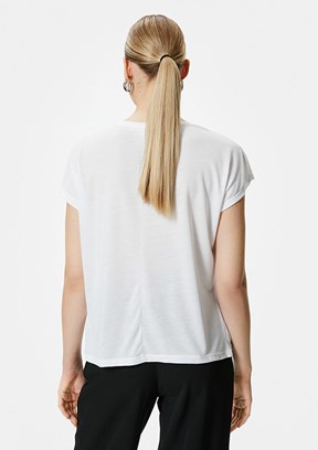Koton Beyaz Kadın V Yaka T-Shirt