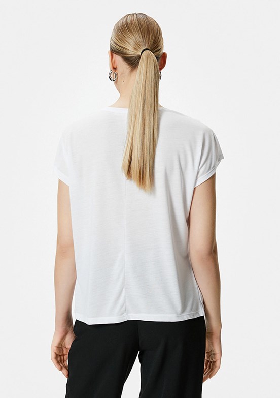 Koton Beyaz Kadın V Yaka T-Shirt