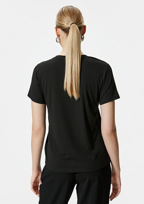 Koton Siyah Kadın Bisiklet Yaka T-Shirt