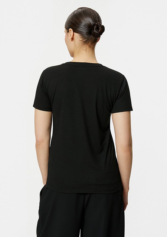 Koton Siyah Kadın Bisiklet Yaka T-Shirt