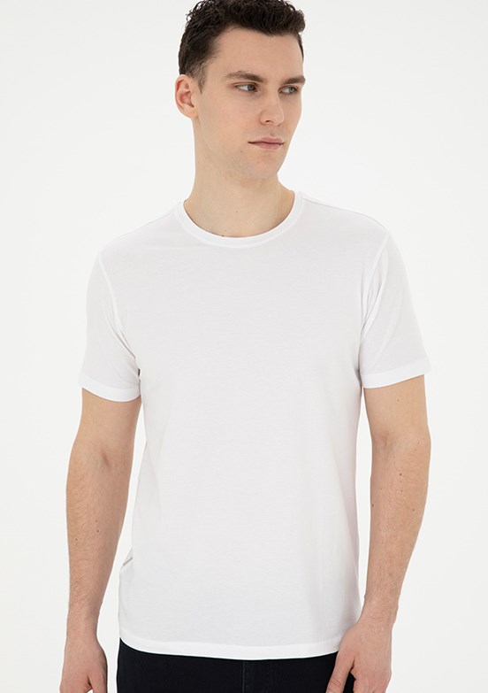 Pierre Cardin Beyaz Erkek Slim T-Shirt