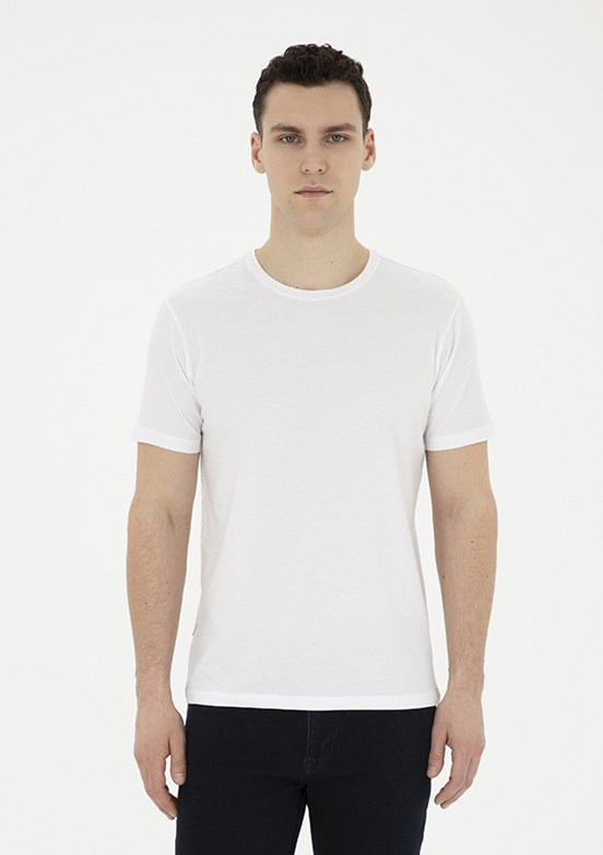 Pierre Cardin Beyaz Erkek Slim T-Shirt