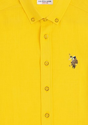 U.S. Polo Assn Sarı Erkek Çocuk Kısa Kol Gömlek