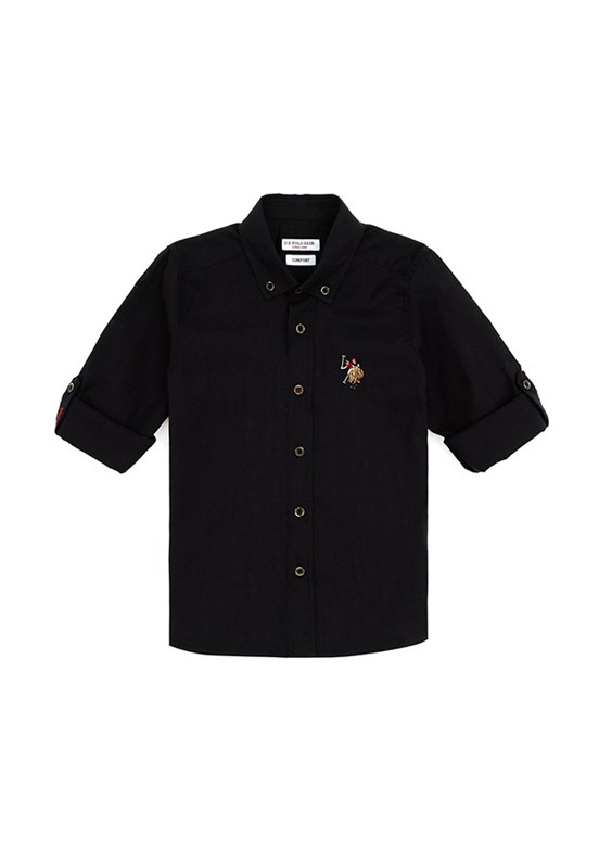 U.S. Polo Assn Siyah Erkek Çocuk Uzun Kol Gömlek