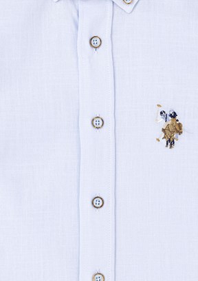 U.S. Polo Assn Mavi Erkek Çocuk Kısa Kol Gömlek