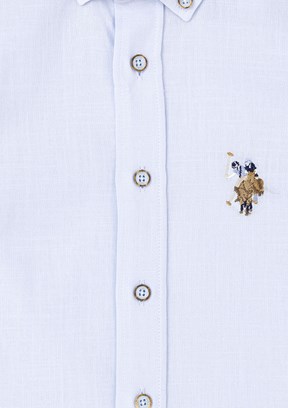 U.S. Polo Assn Mavi Erkek Çocuk Kısa Kol Gömlek