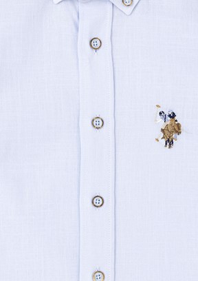 U.S. Polo Assn Mavi Erkek Çocuk Kısa Kol Gömlek