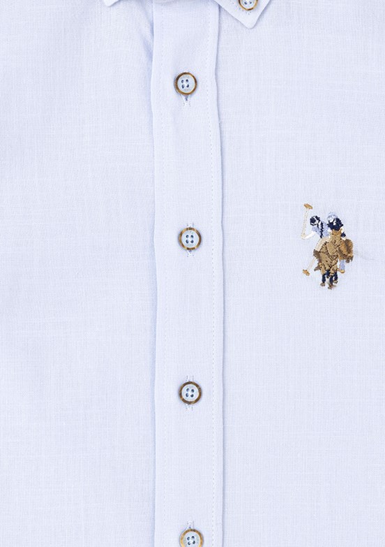 U.S. Polo Assn Mavi Erkek Çocuk Kısa Kol Gömlek