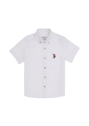 U.S. Polo Assn Beyaz Erkek Çocuk Kısa Kol Gömlek