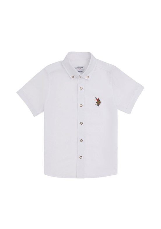 U.S. Polo Assn Beyaz Erkek Çocuk Kısa Kol Gömlek
