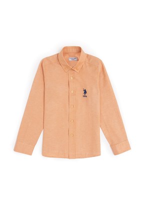 U.S. Polo Assn Turuncu Erkek Çocuk Uzun Kol Gömlek