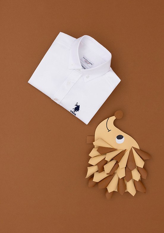 US POLO ASSN Erkek Çocuk Beyaz Uzun Kol Gömlek
