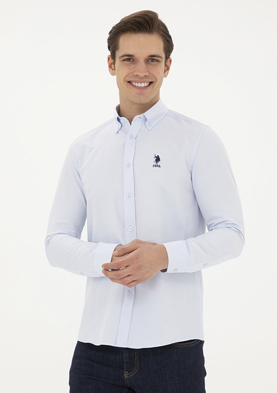 US POLO ASSN Mavi Erkek Uzun Kol Gömlek