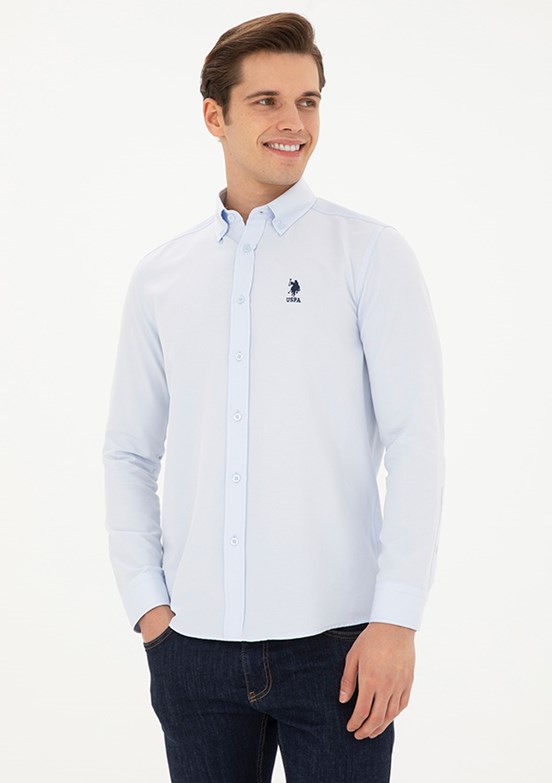 US POLO ASSN Mavi Erkek Uzun Kol Gömlek