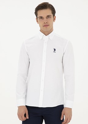 US POLO ASSN Beyaz Erkek Uzun Kol Gömlek