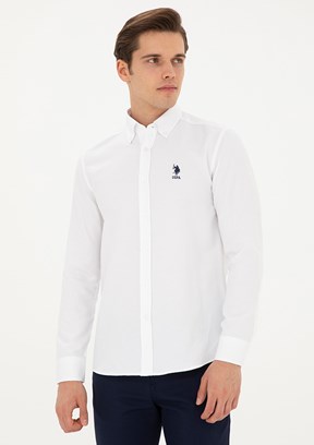 US POLO ASSN Beyaz Erkek Uzun Kol Gömlek