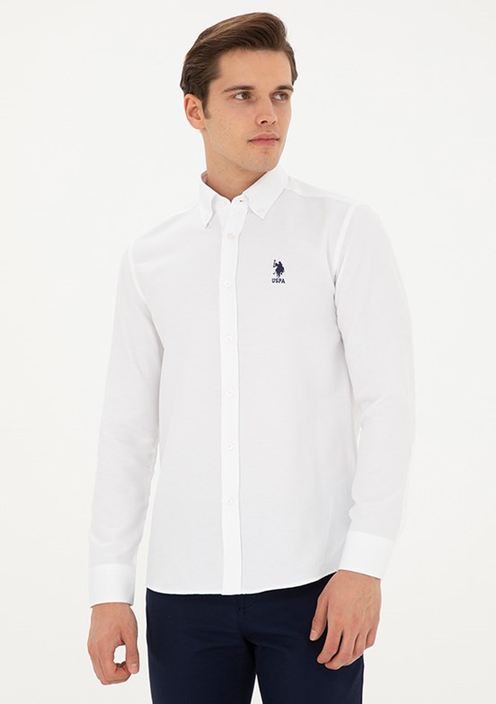 US POLO ASSN Beyaz Erkek Uzun Kol Gömlek