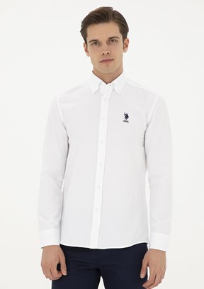 US POLO ASSN Beyaz Erkek Uzun Kol Gömlek