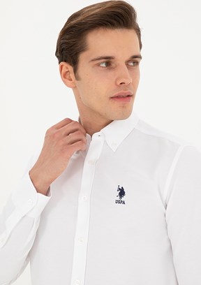 US POLO ASSN Beyaz Erkek Uzun Kol Gömlek