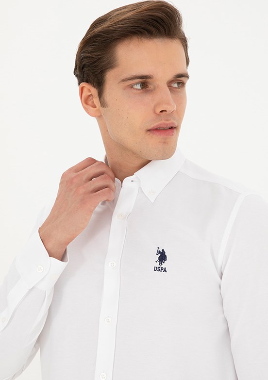 US POLO ASSN Beyaz Erkek Uzun Kol Gömlek
