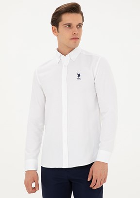 US POLO ASSN Beyaz Erkek Uzun Kol Gömlek