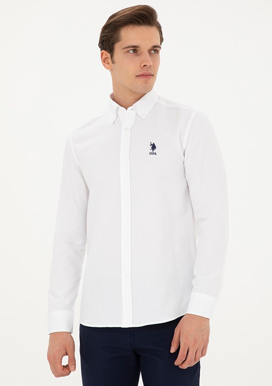 US POLO ASSN Beyaz Erkek Uzun Kol Gömlek
