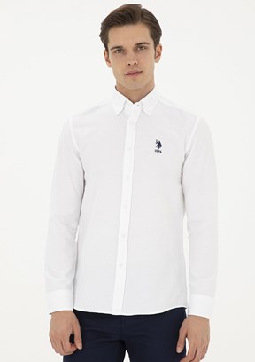 US POLO ASSN Beyaz Erkek Uzun Kol Gömlek