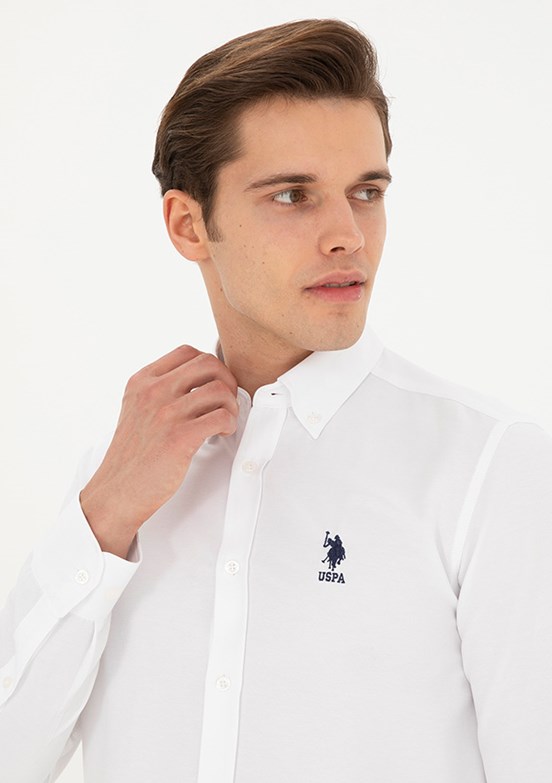 US POLO ASSN Beyaz Erkek Uzun Kol Gömlek