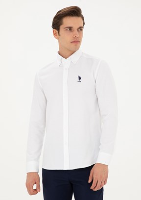 US POLO ASSN Beyaz Erkek Uzun Kol Gömlek
