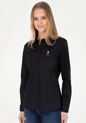 US POLO ASSN Siyah Kadın Uzun Kol Gömlek