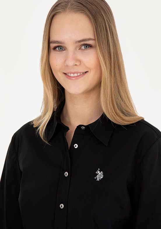US POLO ASSN Siyah Kadın Uzun Kol Gömlek