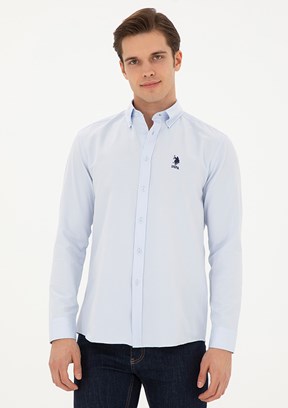 US POLO ASSN Erkek Mavi Uzun Kol Gömlek