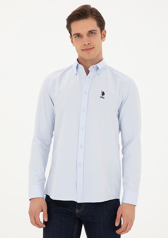 US POLO ASSN Erkek Mavi Uzun Kol Gömlek