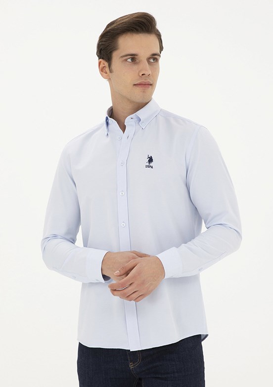 US POLO ASSN Erkek Mavi Uzun Kol Gömlek