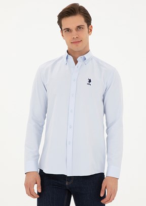 US POLO ASSN Erkek Mavi Uzun Kol Gömlek