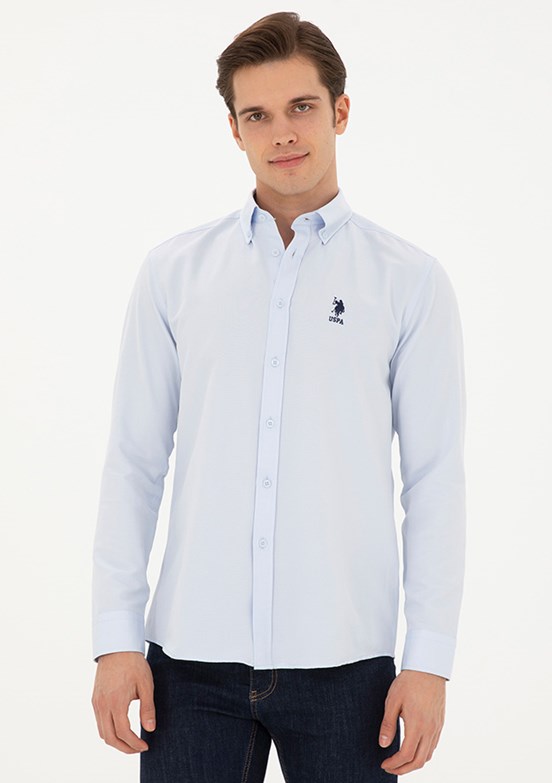 US POLO ASSN Erkek Mavi Uzun Kol Gömlek