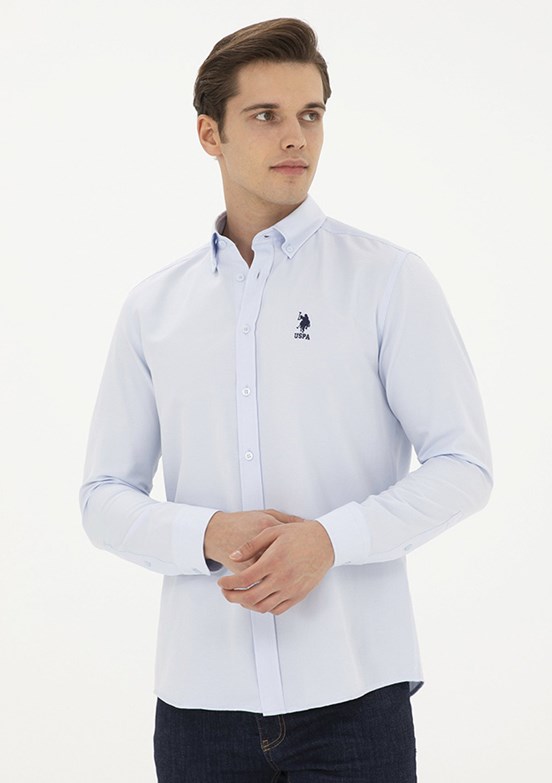 US POLO ASSN Erkek Mavi Uzun Kol Gömlek