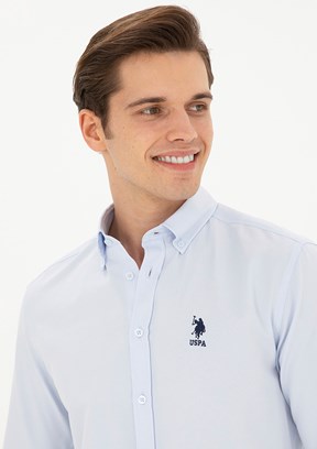 US POLO ASSN Erkek Mavi Uzun Kol Gömlek
