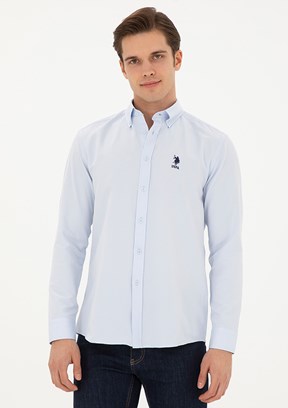 US POLO ASSN Erkek Mavi Uzun Kol Gömlek